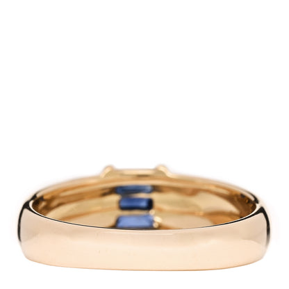 Tiffany 18K Yellow Gold Blue Sapphire Baguette Ring 50 5.5 3 of 5