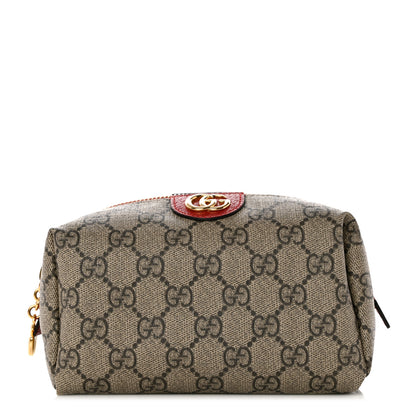 Gucci Soft GG Supreme Monogram Calfskin Medium Ophidia Cosmetic Case Beige Ebony Hibiscus Red 1 of 7