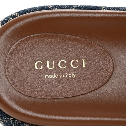 Gucci New Denim GG Monogram Angelina Platform 55mm Slide Sandals 39.5 Blue Tea 8 of 9