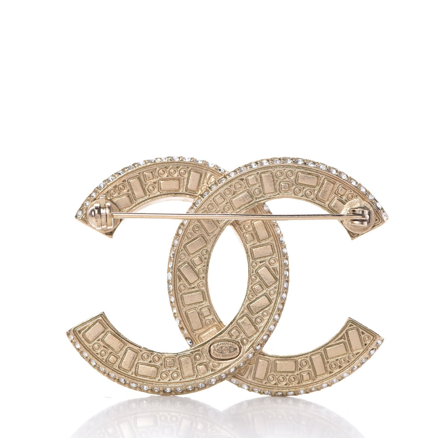 Chanel Baguette Crystal CC Brooch Gold Black 3 of 5