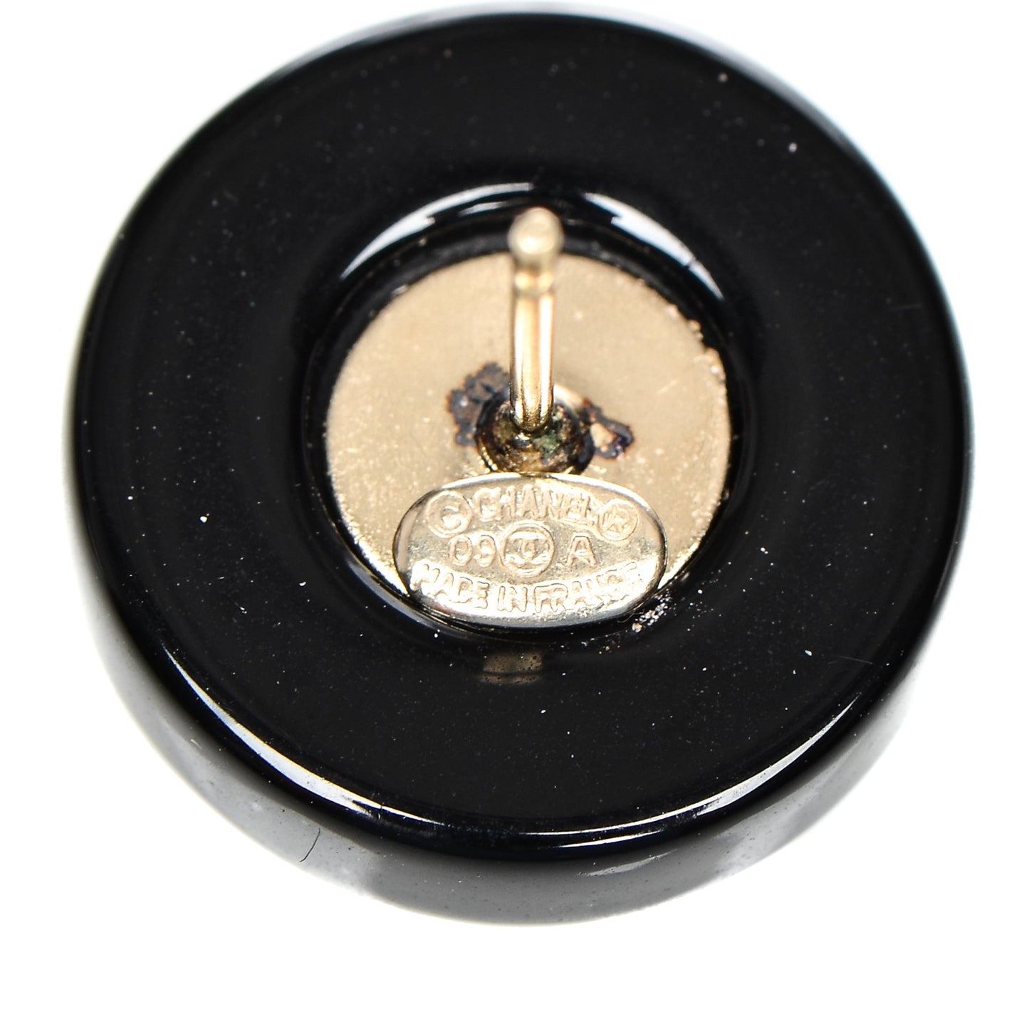 Resin Crystal CC Earrings Black