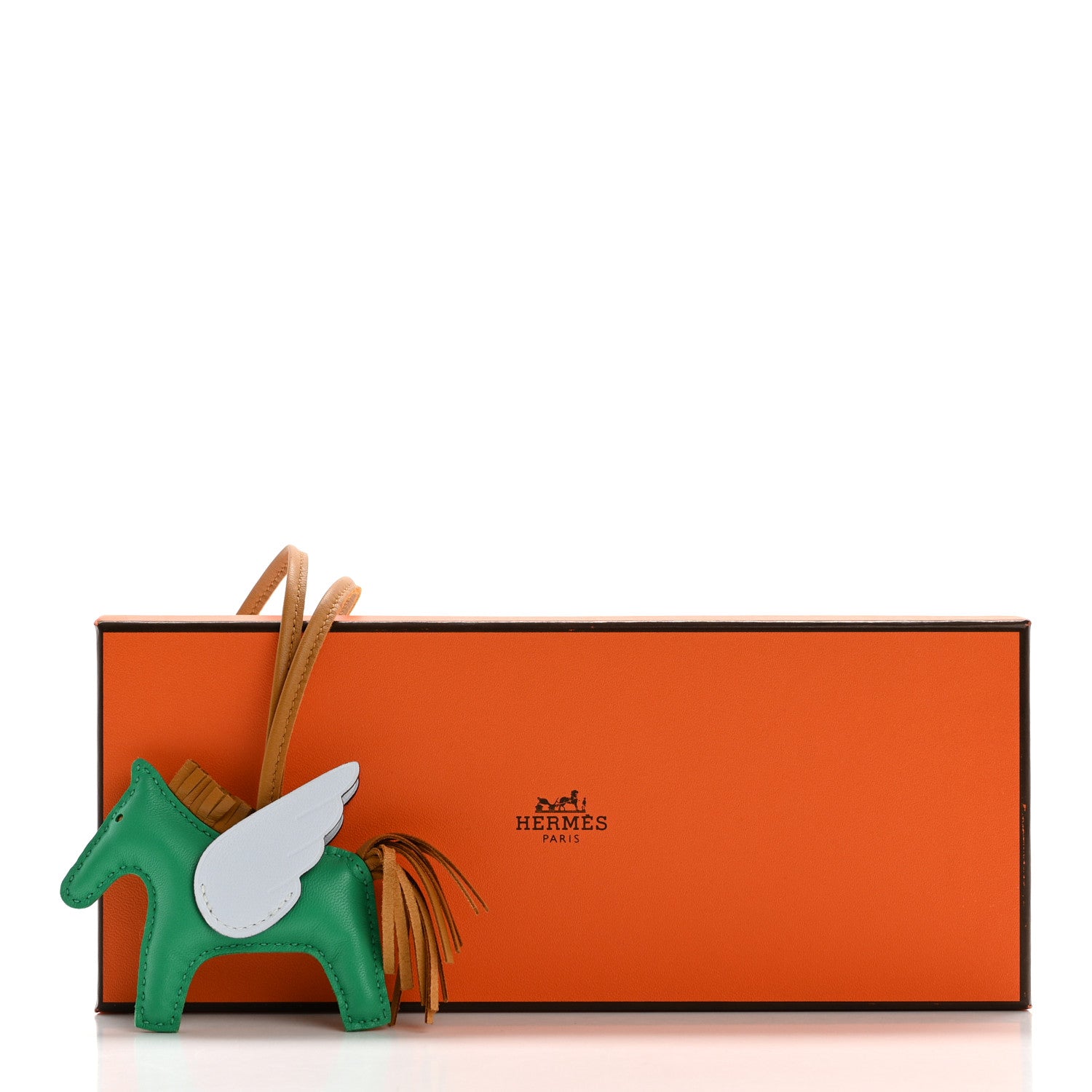 Hermes Milo Lambskin Grigri Rodeo Pegase Horse Bag Charm PM Menthe Sesame Bleu Brume 5 of 5