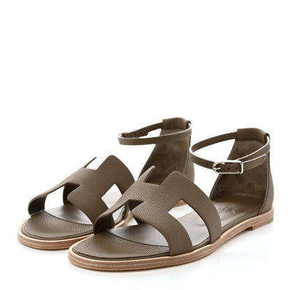 Hermes Epsom Santorini Sandals 37 Etoupe 3 of 9