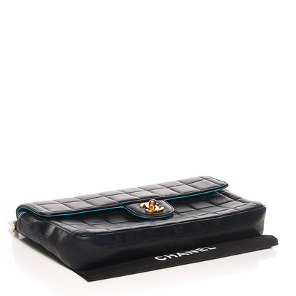 Chanel Lambskin Quilted East West Chocolate Bar Flap Navy 4 of 8