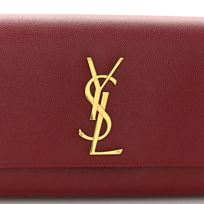 Saint Laurent SAINT LAURENT Grain De Poudre Classic Monogram Cassandre Clutch Dark Red 12 of 20