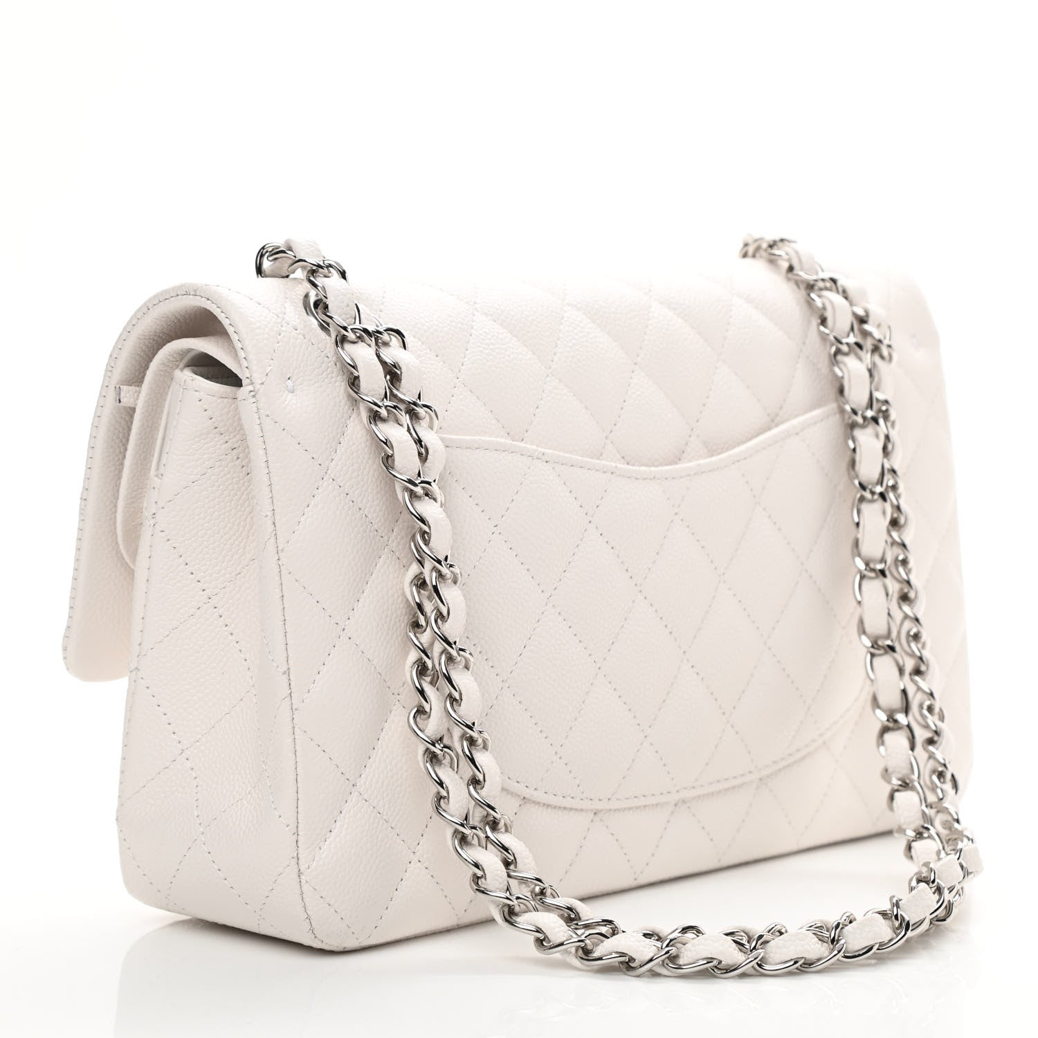 Chanel Caviar Quilted Medium Double Flap White 3 of 9