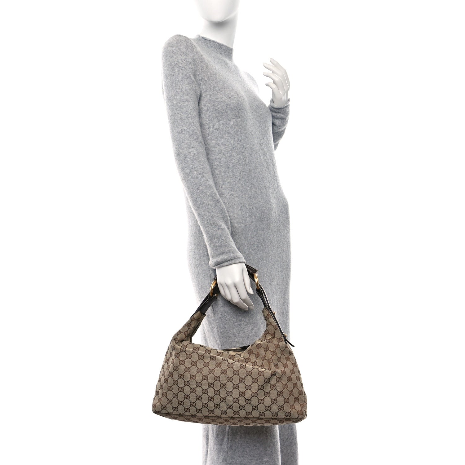 Gucci Monogram Medium Horsebit Chain Hobo Dark Brown 2 of 11