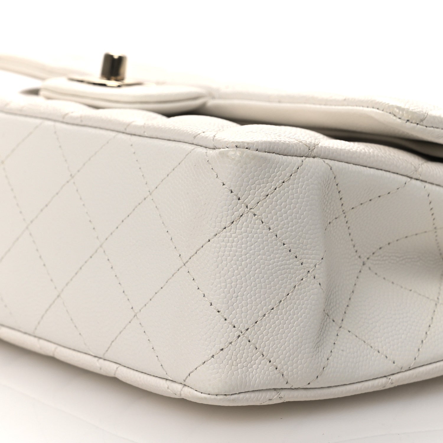 Chanel Caviar Quilted Medium Double Flap White 10 of 13
