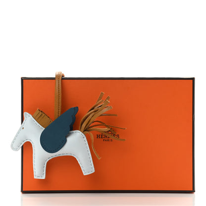 Hermes Milo Lambskin Grigri Rodeo Pegase Horse Bag Charm PM Bleu Brume Sesame Vert Bosphore 5 of 5