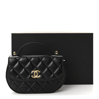 Chanel Shiny Aged Calfskin Quilted Flap Phone Holder With Chain Black 12 of 12