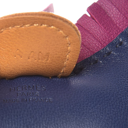 Hermes Milo Lambskin Grigri Rodeo Horse Bag Charm PM Bleu Saphir Rose Pourpre Bouton D'Or 3 of 4