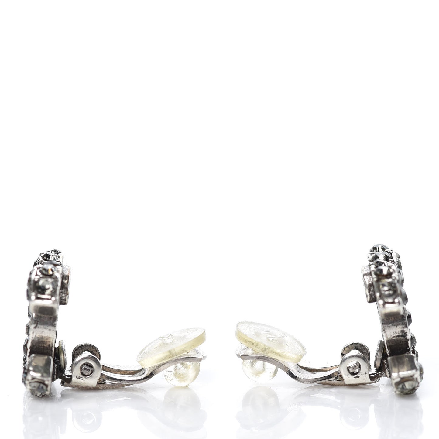 Crystal CC Clip On Earrings Silver