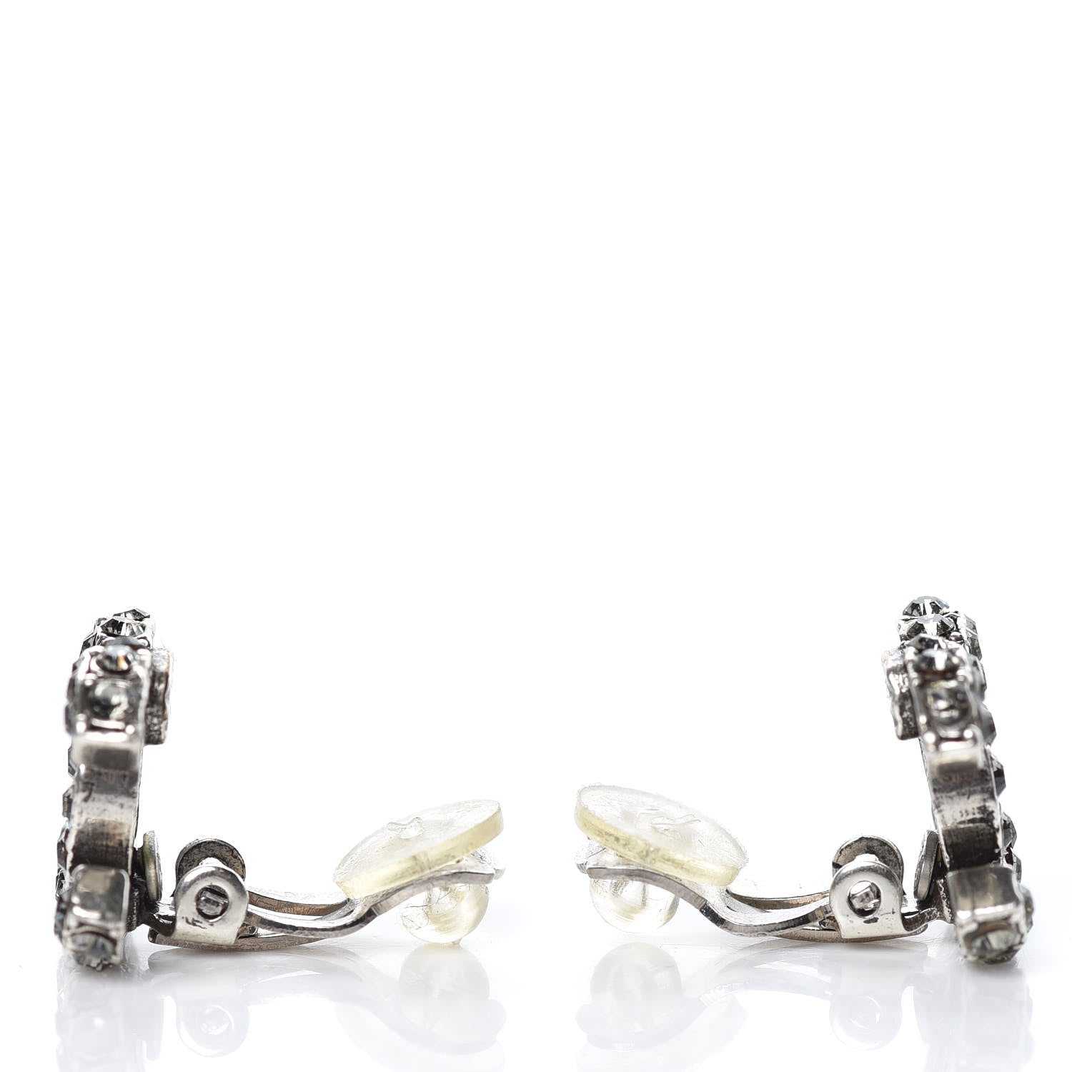 Chanel Crystal CC Clip On Earrings Silver 3 of 5
