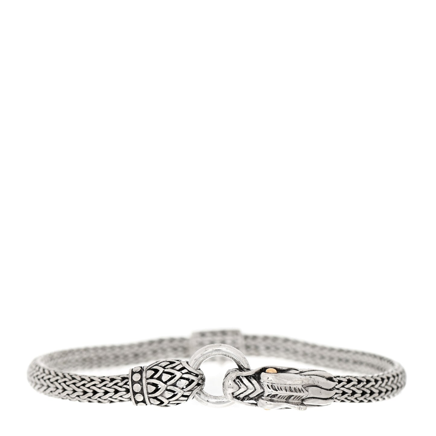 Sterling Silver 18K Yellow Gold 5mm Naga Dragon Station Bracelet