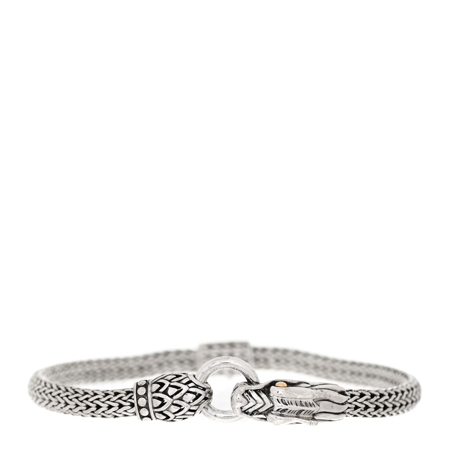 John Hardy Sterling Silver 18K Yellow Gold 5mm Naga Dragon Station Bracelet 2 of 4