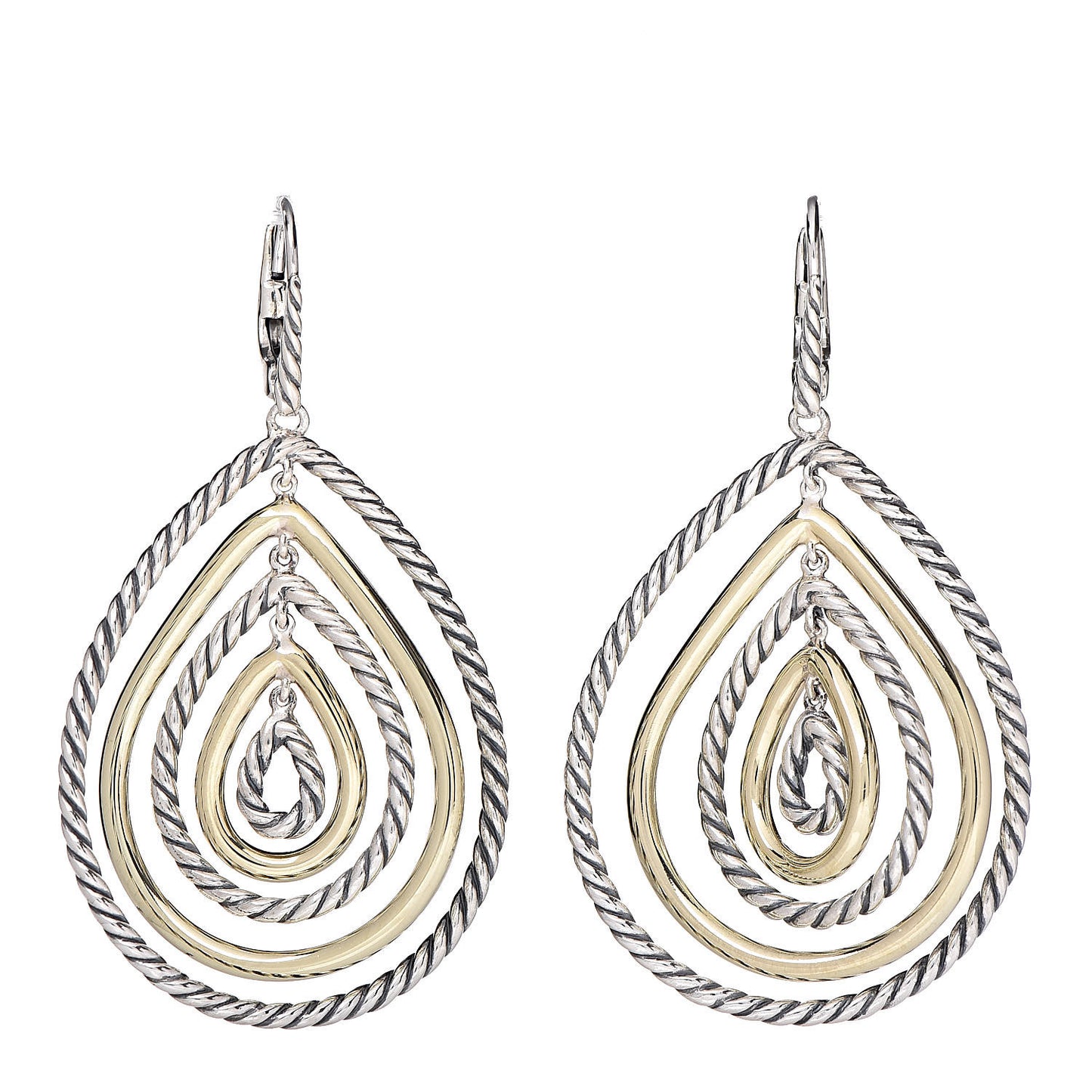Sterling Silver 14K Yellow Gold Mobile Drop Earrings