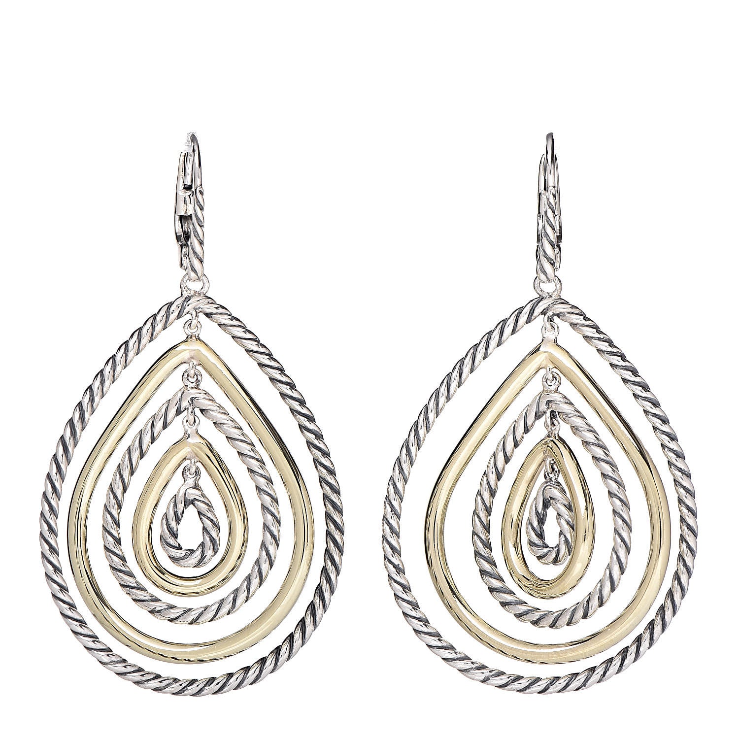 David Yurman Sterling Silver 14K Yellow Gold Mobile Drop Earrings 1 of 4