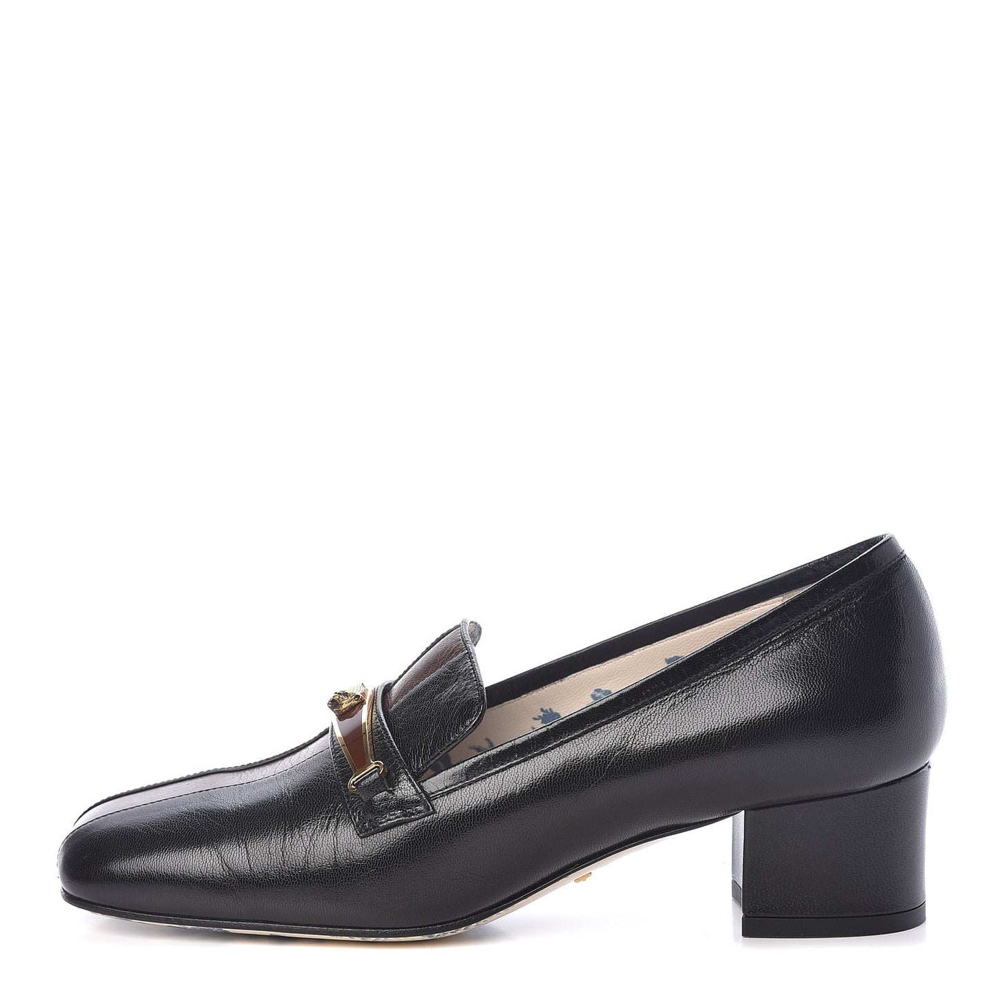 Goatskin Feline Ginger Loafer Pumps 37 Black Light Brown