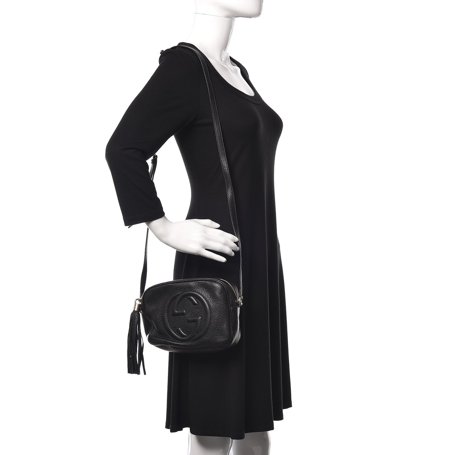 Pebbled Calfskin Small Soho Disco Bag Black