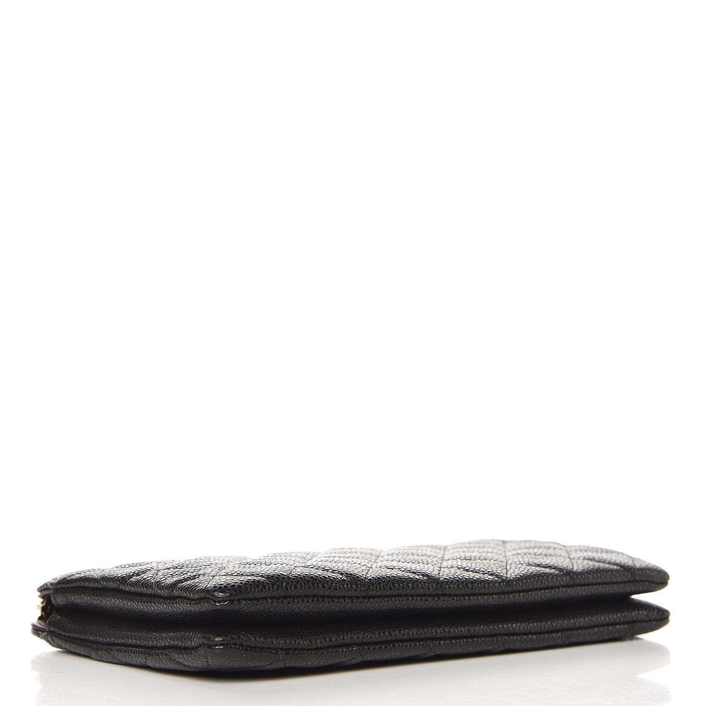 Caviar Quilted Large Zipped Clutch Black