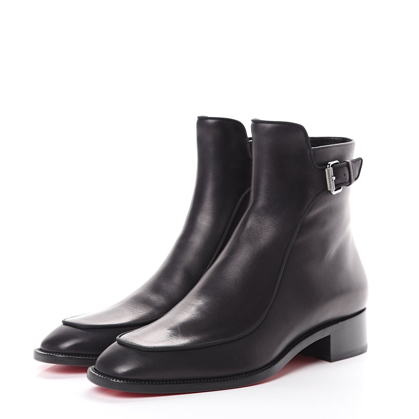 Calfskin Ecritoir Flat Ankle Boots 39 Black