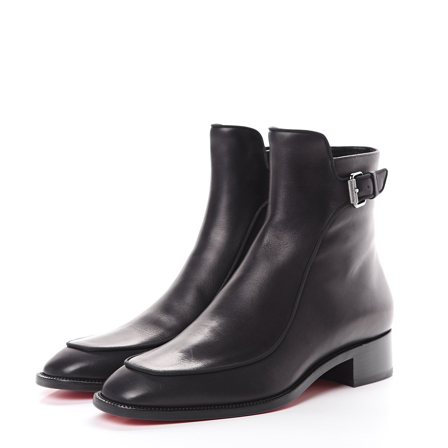 Christian Louboutin Calfskin Ecritoir Flat Ankle Boots 39 Black 3 of 9
