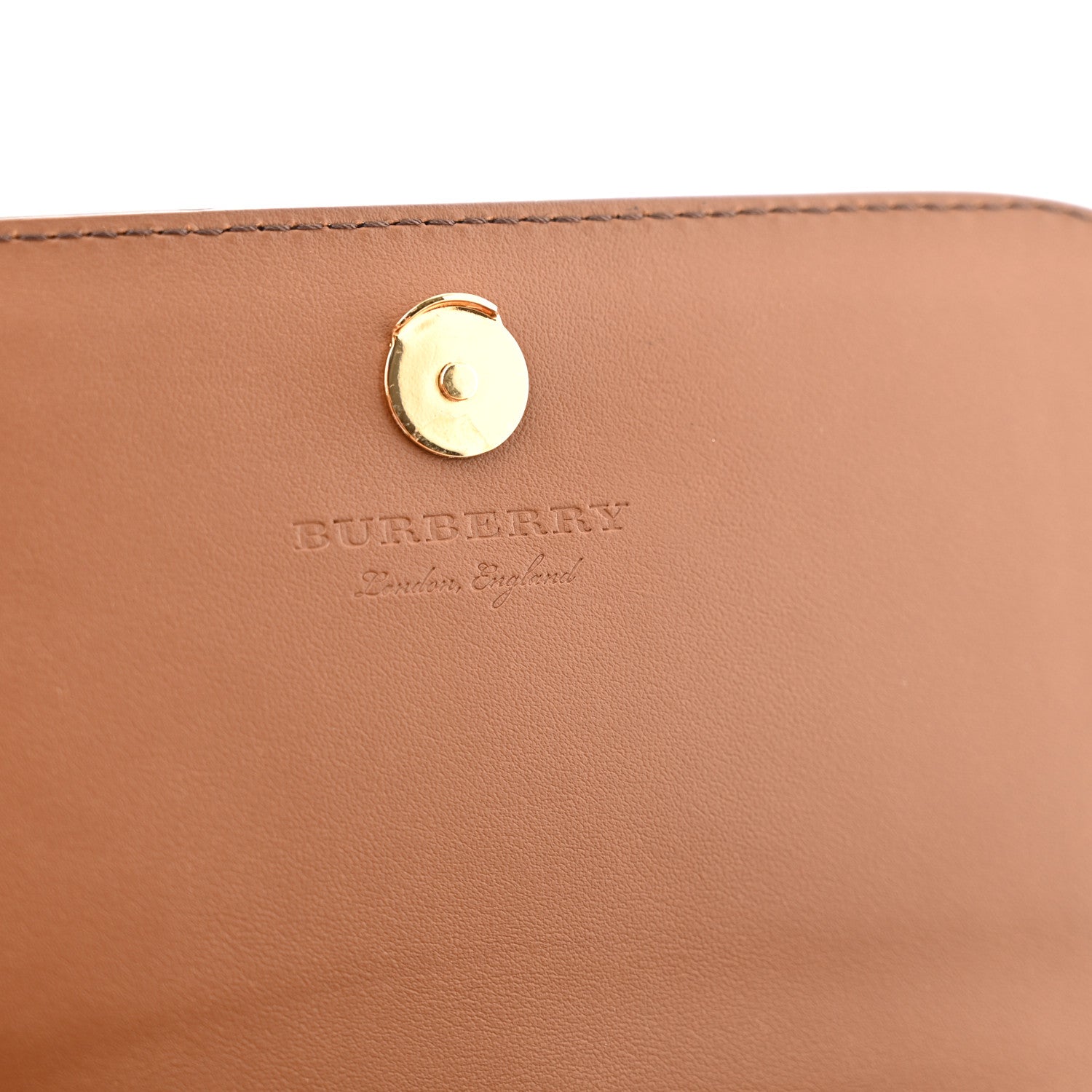 Burberry Grained Calfskin House Check Tartan Mix Hampshire Wallet On Chain Tan 6 of 12