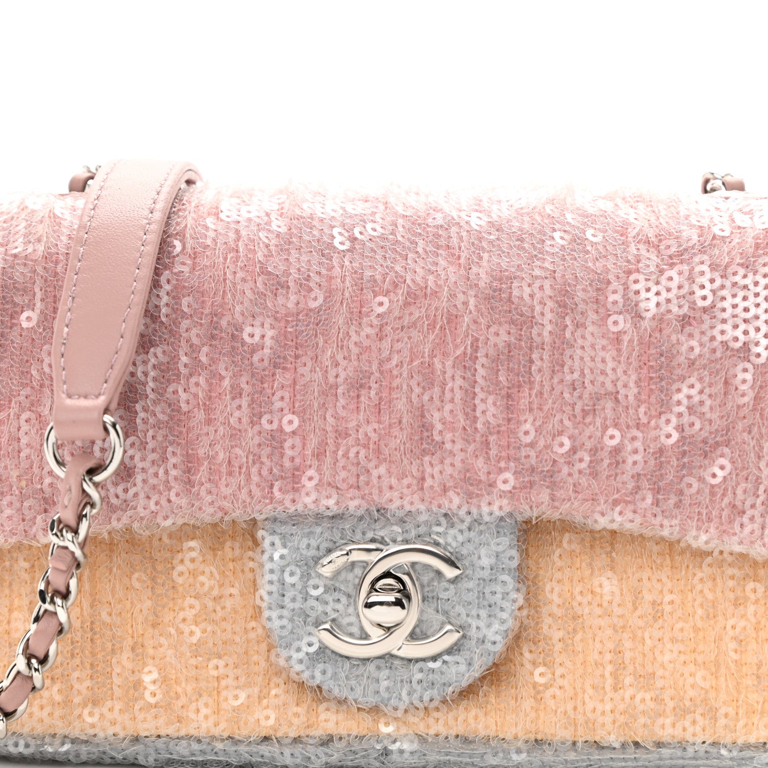 Chanel Sequin Mini Waterfall Flap Pink Blue Yellow 8 of 11