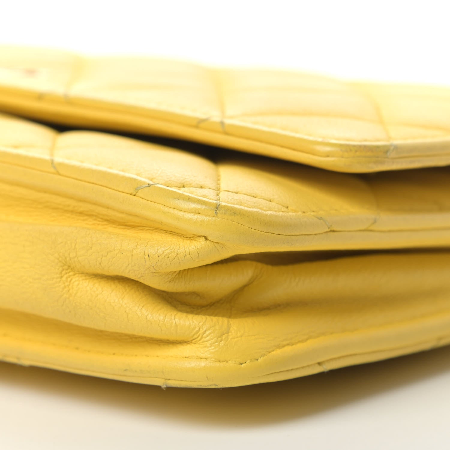 Chanel Lambskin Quilted Wallet on Chain WOC Yellow 9 of 13