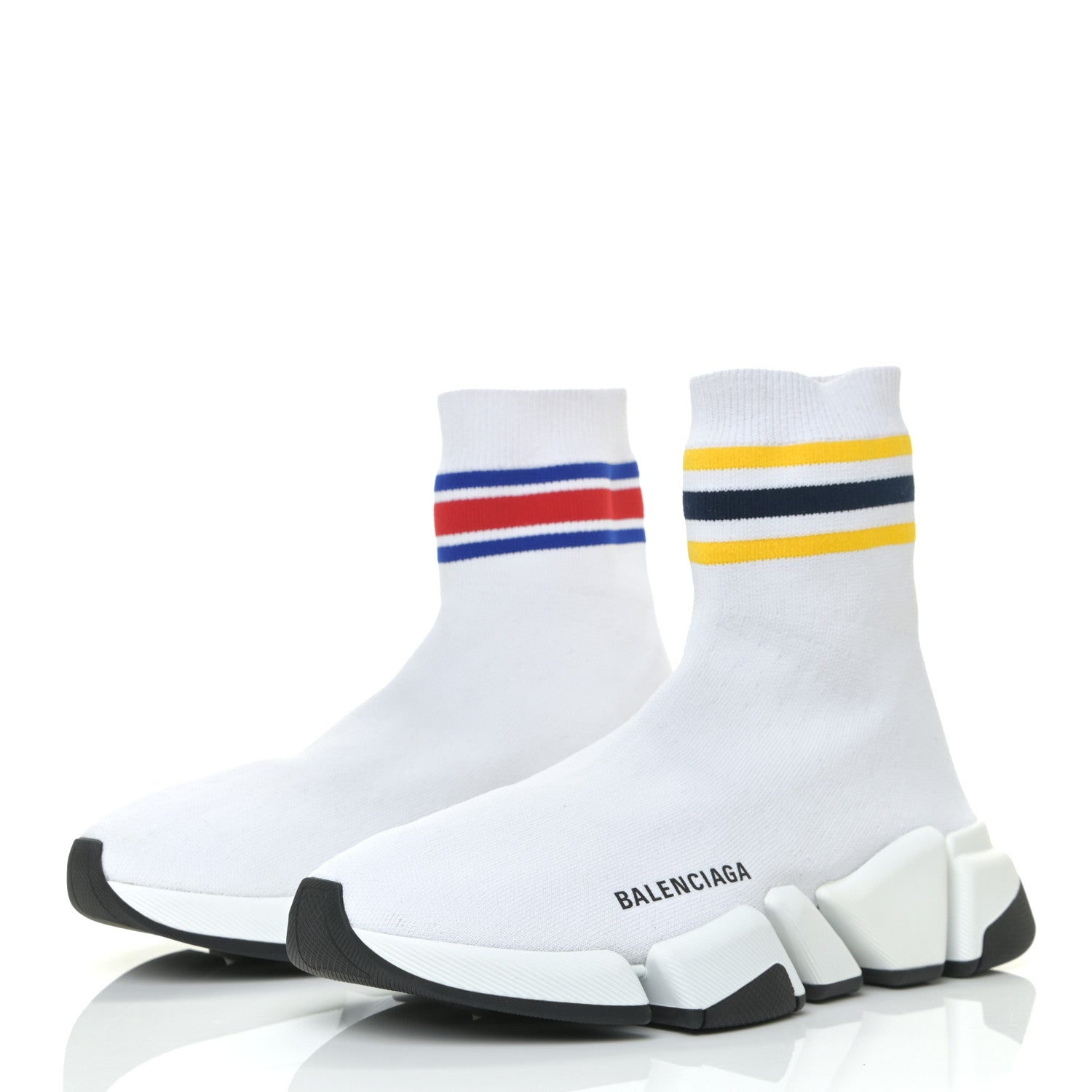 Balenciaga Technical 3D Recycled Knit Striped Womens Speed 2.0 Sneakers 38 White Multicolor 3 of 13