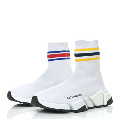 Balenciaga Technical 3D Recycled Knit Striped Womens Speed 2.0 Sneakers 38 White Multicolor 3 of 13