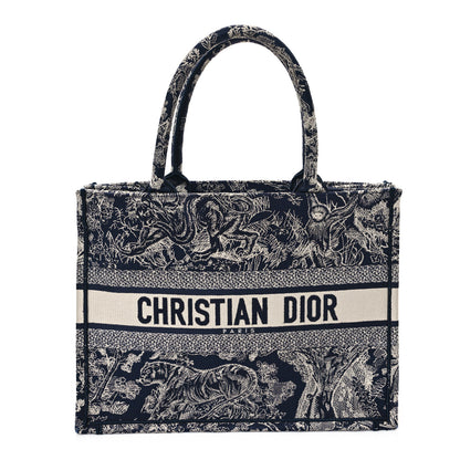 Christian Dior Canvas Embroidered Medium Toile De Jouy Reverse Book Tote Blue 1 of 12