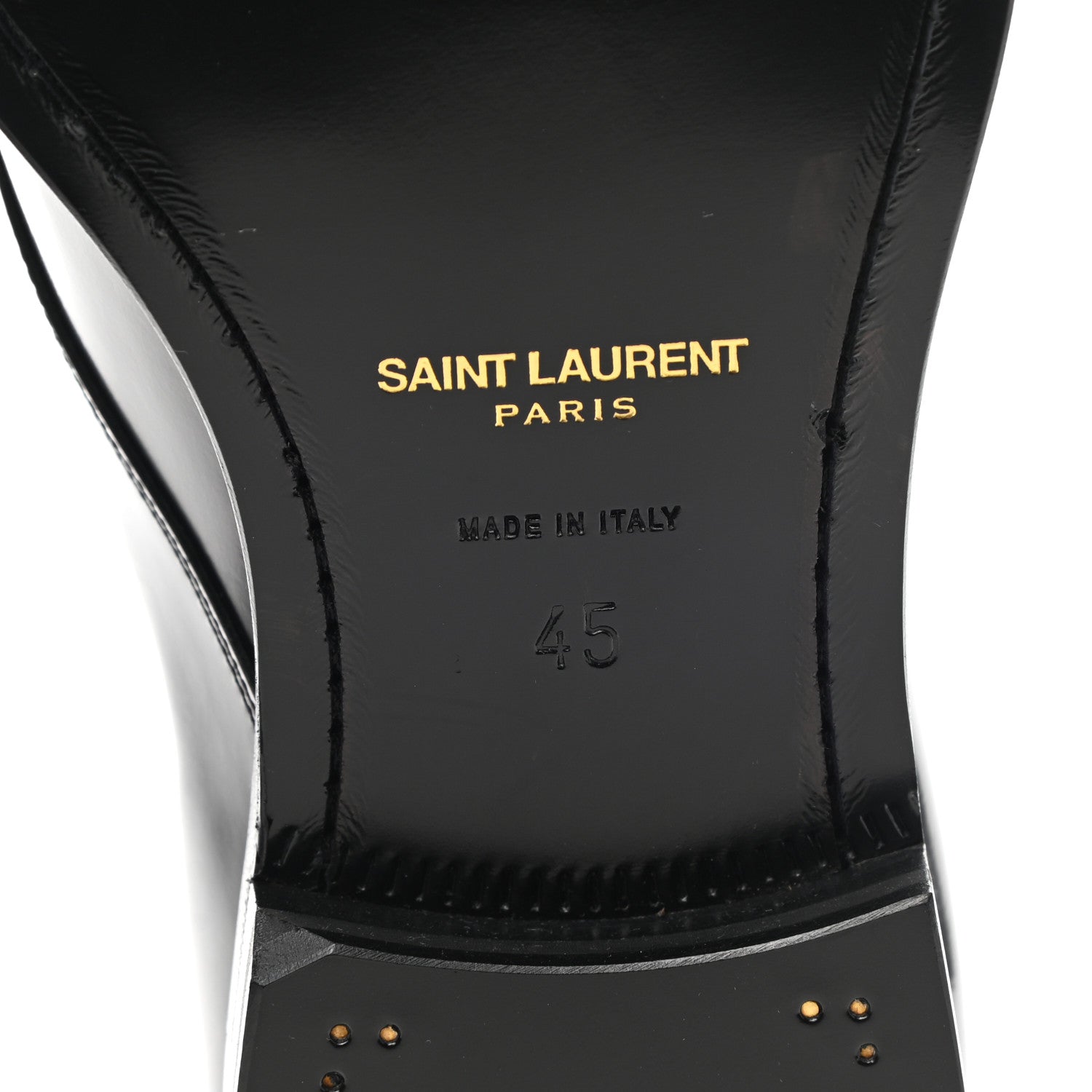 Saint Laurent Patent Calfskin Mens Smoking 25 Derby Lace Up Shoes 45 Black 6 of 10