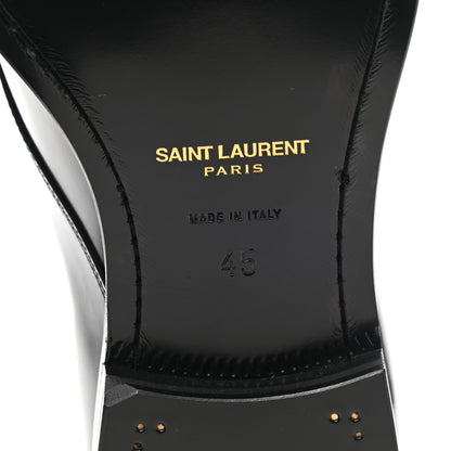 Saint Laurent Patent Calfskin Mens Smoking 25 Derby Lace Up Shoes 45 Black 6 of 10