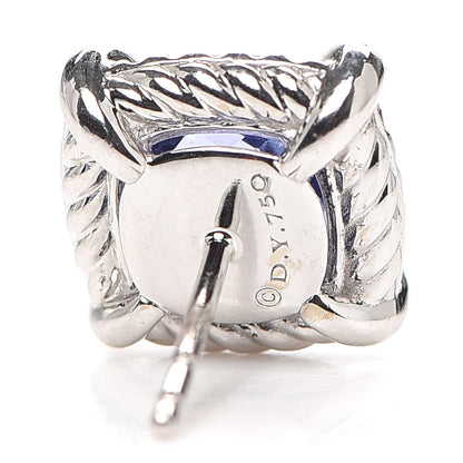 David Yurman 18K White Gold Tanzanite Diamond 8mm Chatelaine Bezel Stud Earrings 4 of 4