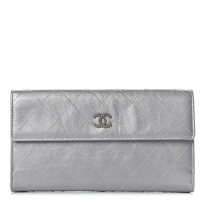 Chanel Aged Metallic Calfskin Large Palette Flap Wallet Silver 1 of 12
