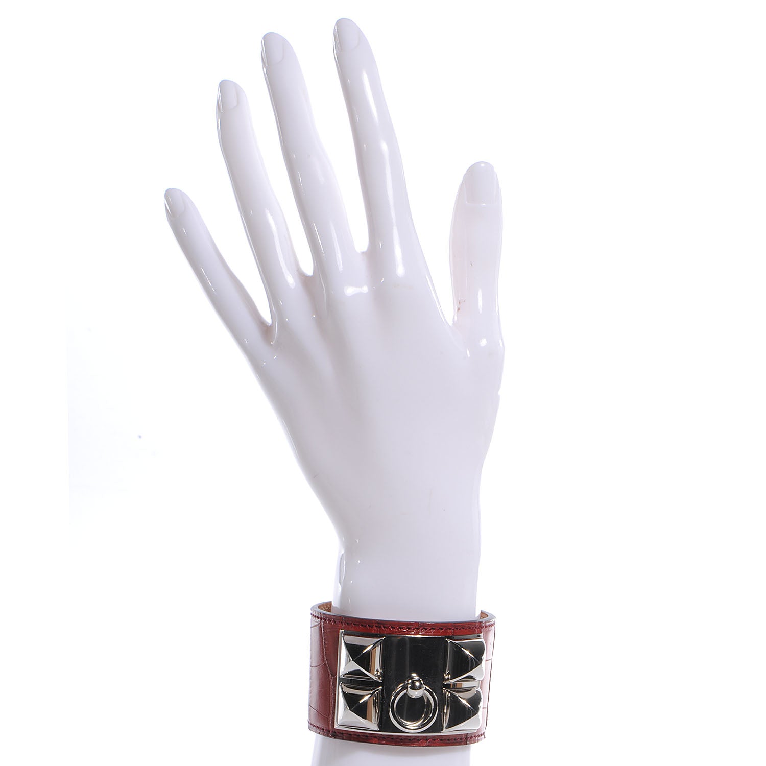Hermes Matte Alligator Collier De Chien CDC Bracelet Rouge H Small 2 of 6