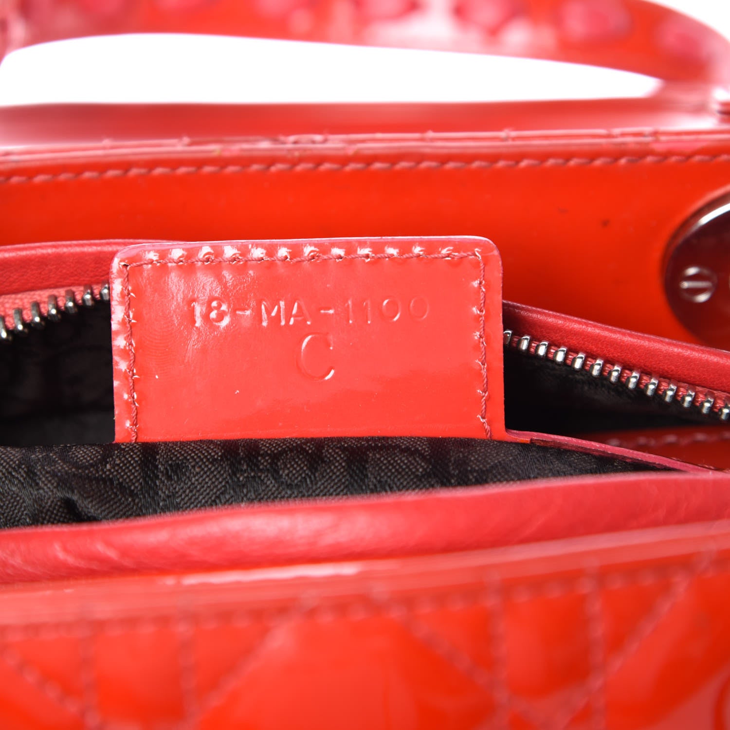 Christian Dior Patent Cannage Whipstitch Medium Lady Dior Red 10 of 13