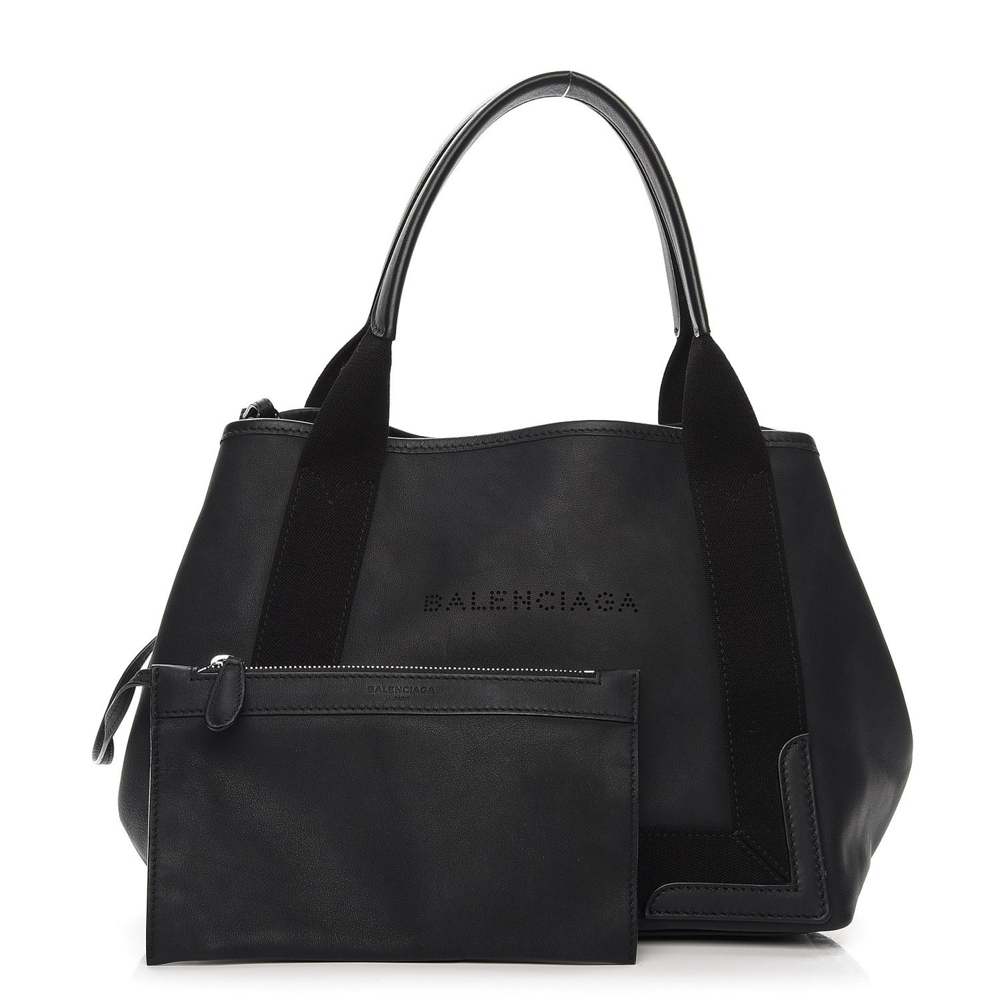 Matte Veau Lisse Perforated S Navy Cabas Black