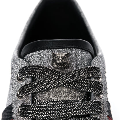 Gucci Glitter Fabric Studded Web Womens Sneakers 36.5 Silver 7 of 10