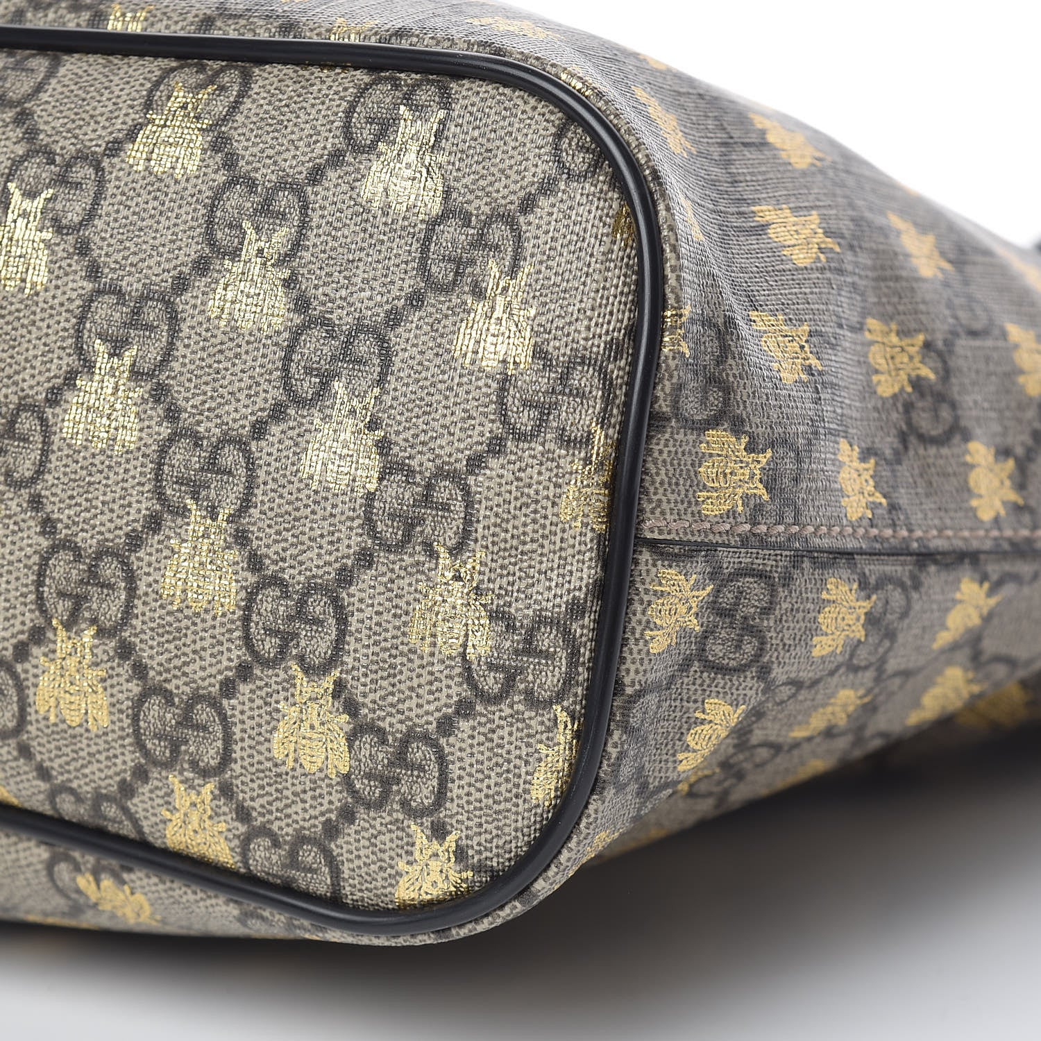 Gucci Soft GG Supreme Monogram Bees Small Crossbody Tote Beige Oro Black 9 of 9