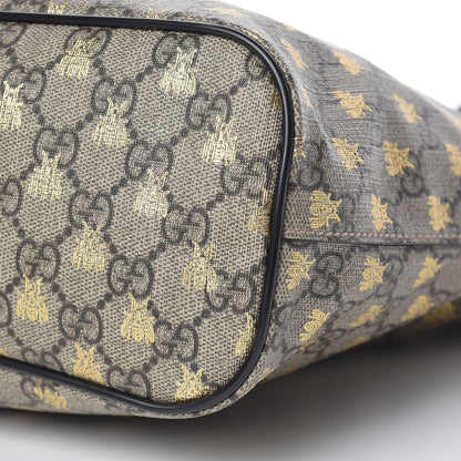 Gucci Soft GG Supreme Monogram Bees Small Crossbody Tote Beige Oro Black 9 of 9