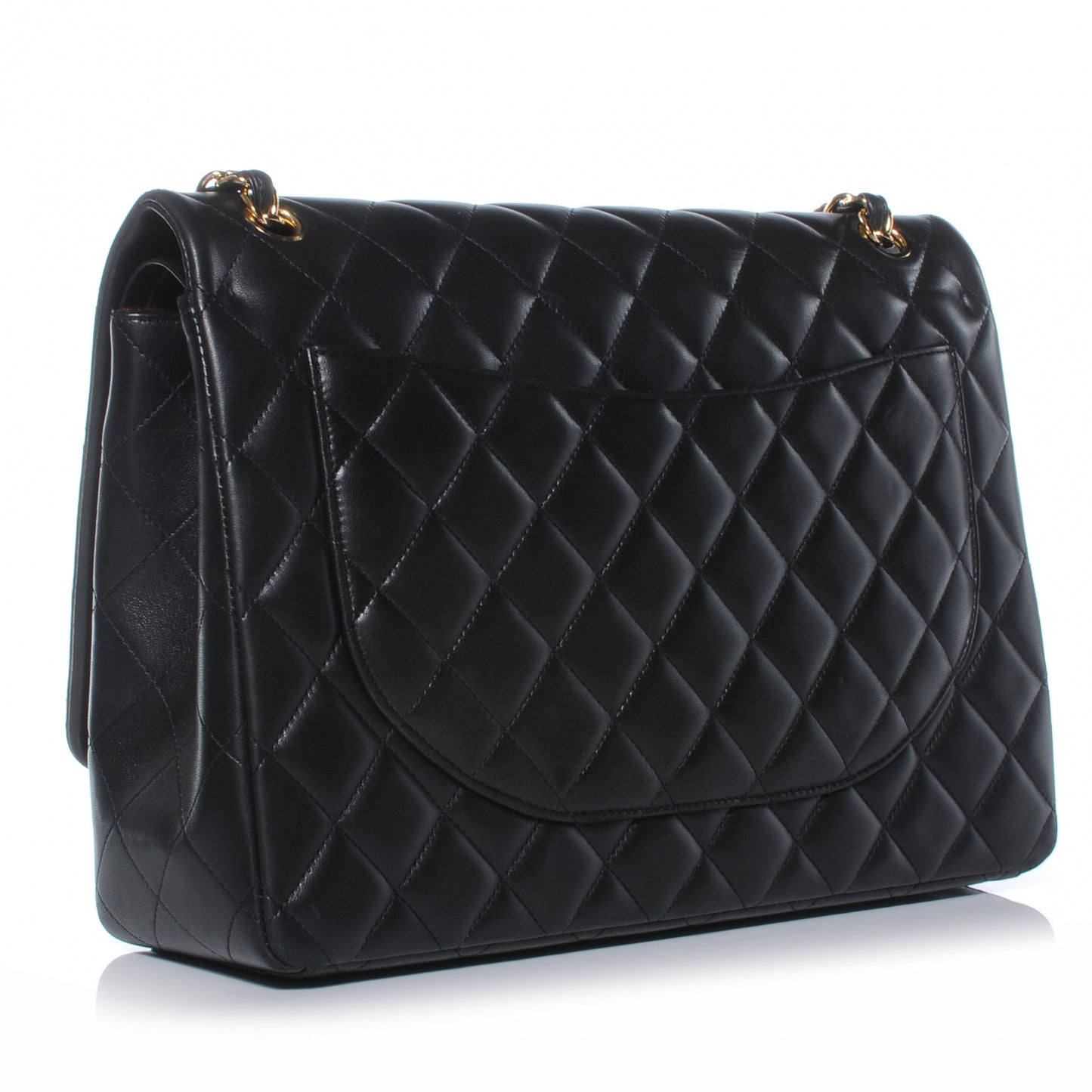 Lambskin Quilted Maxi Double Flap Black