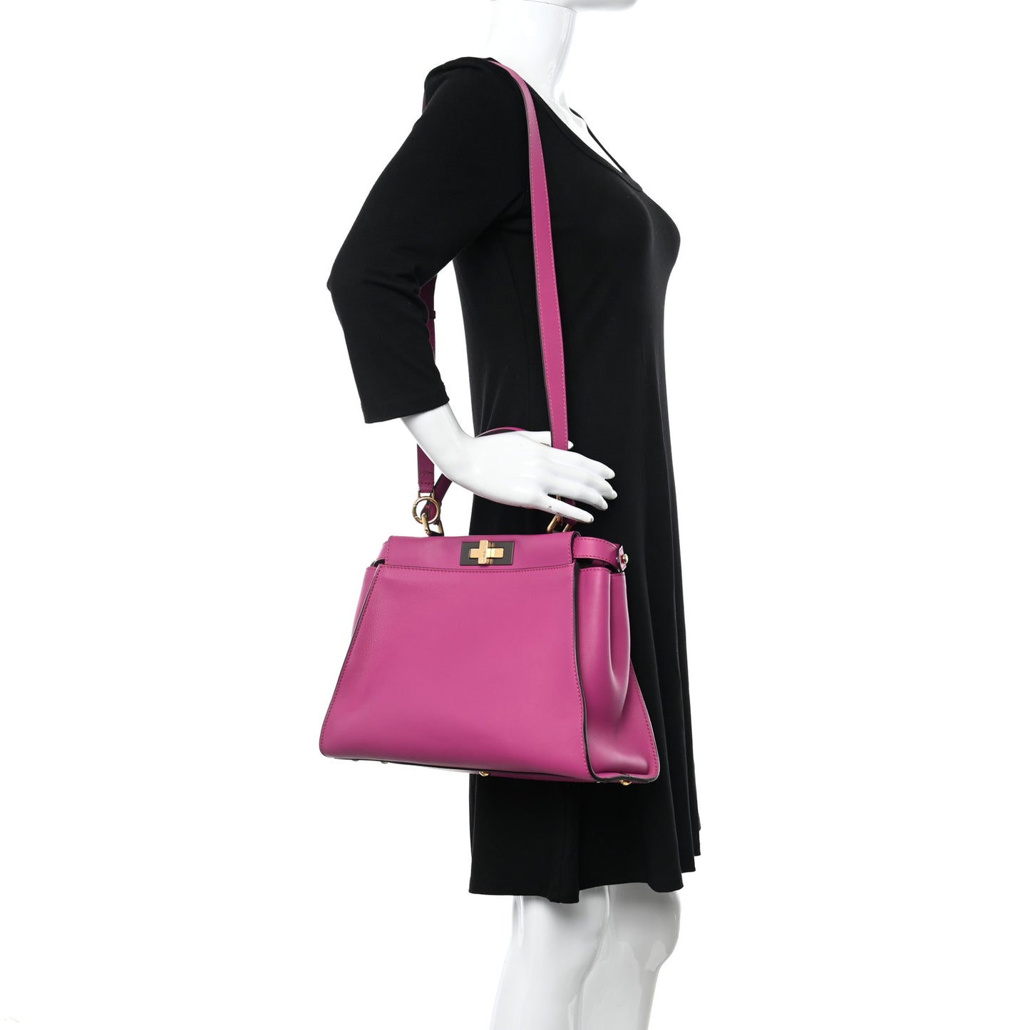 Vitello Seta Medium Peekaboo Iconic Satchel Magenta
