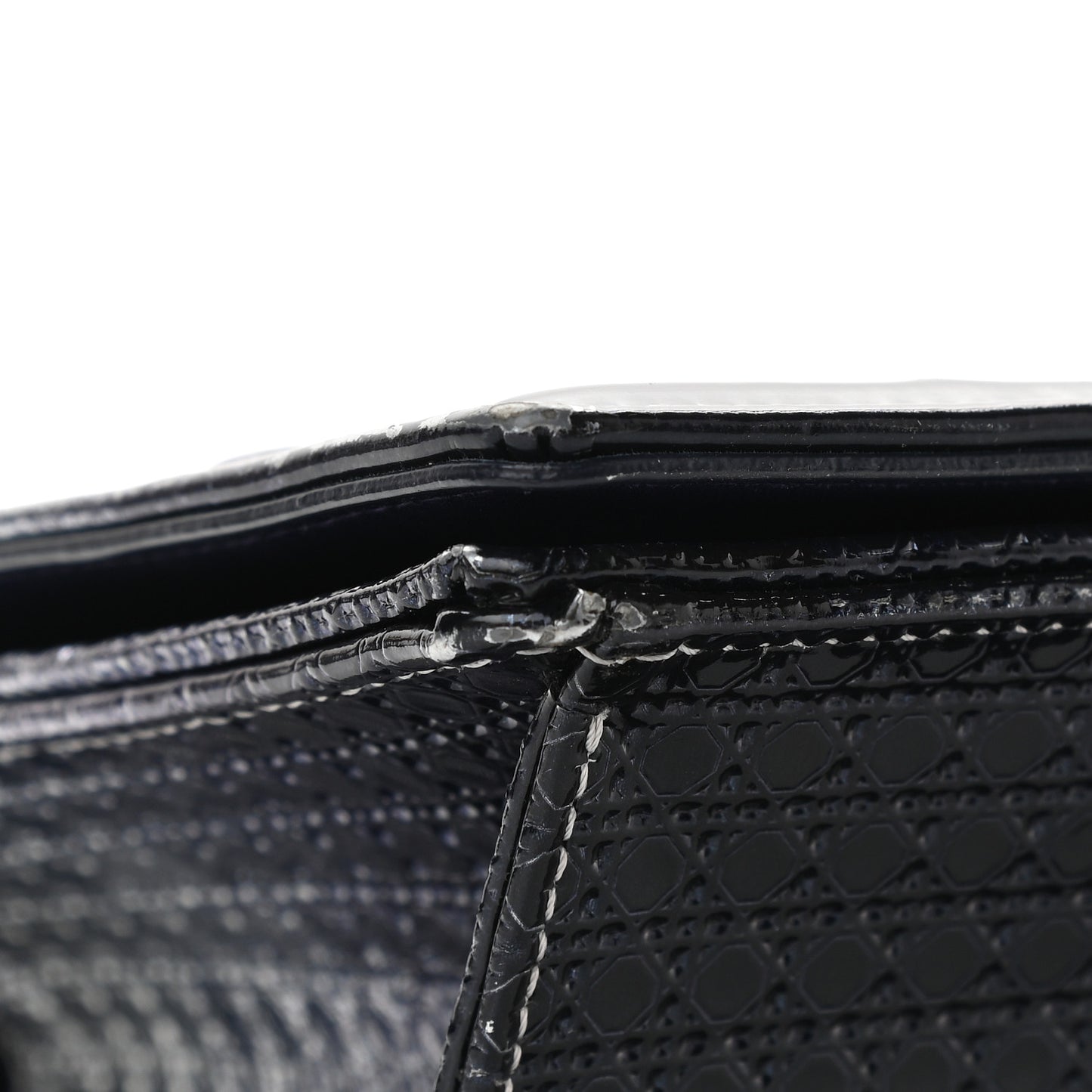 Metallic Patent Micro-Cannage Gradient Medium Diorama Flap Bag Silver Blue