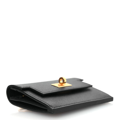 Hermes Madame Calfskin Kelly Pocket Slim Wallet Black 4 of 9