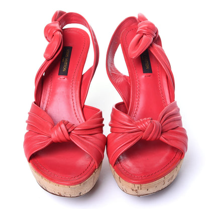 Louis Vuitton Deerskin Cork Porto Cervo Sandals 36 Red 4 of 10