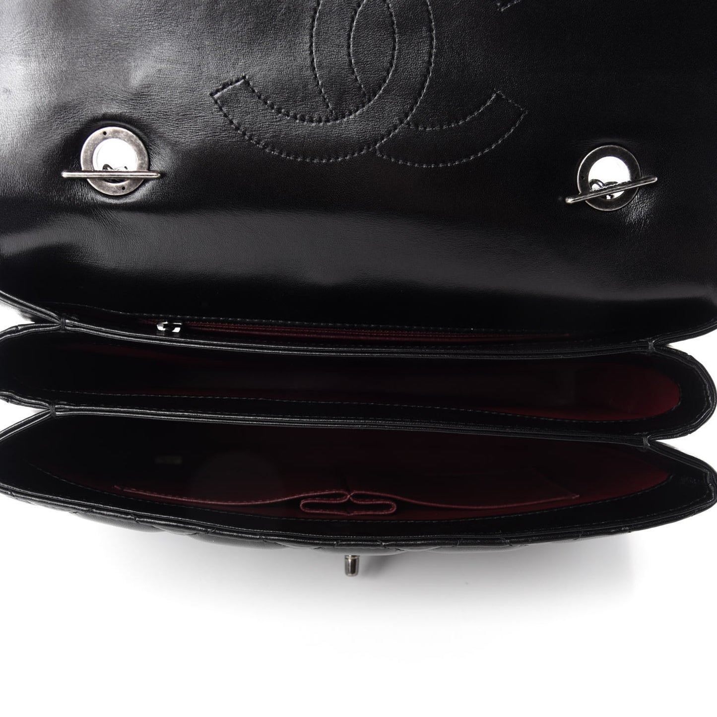 Lambskin Quilted Medium Trendy CC Flap Dual Handle Bag Black