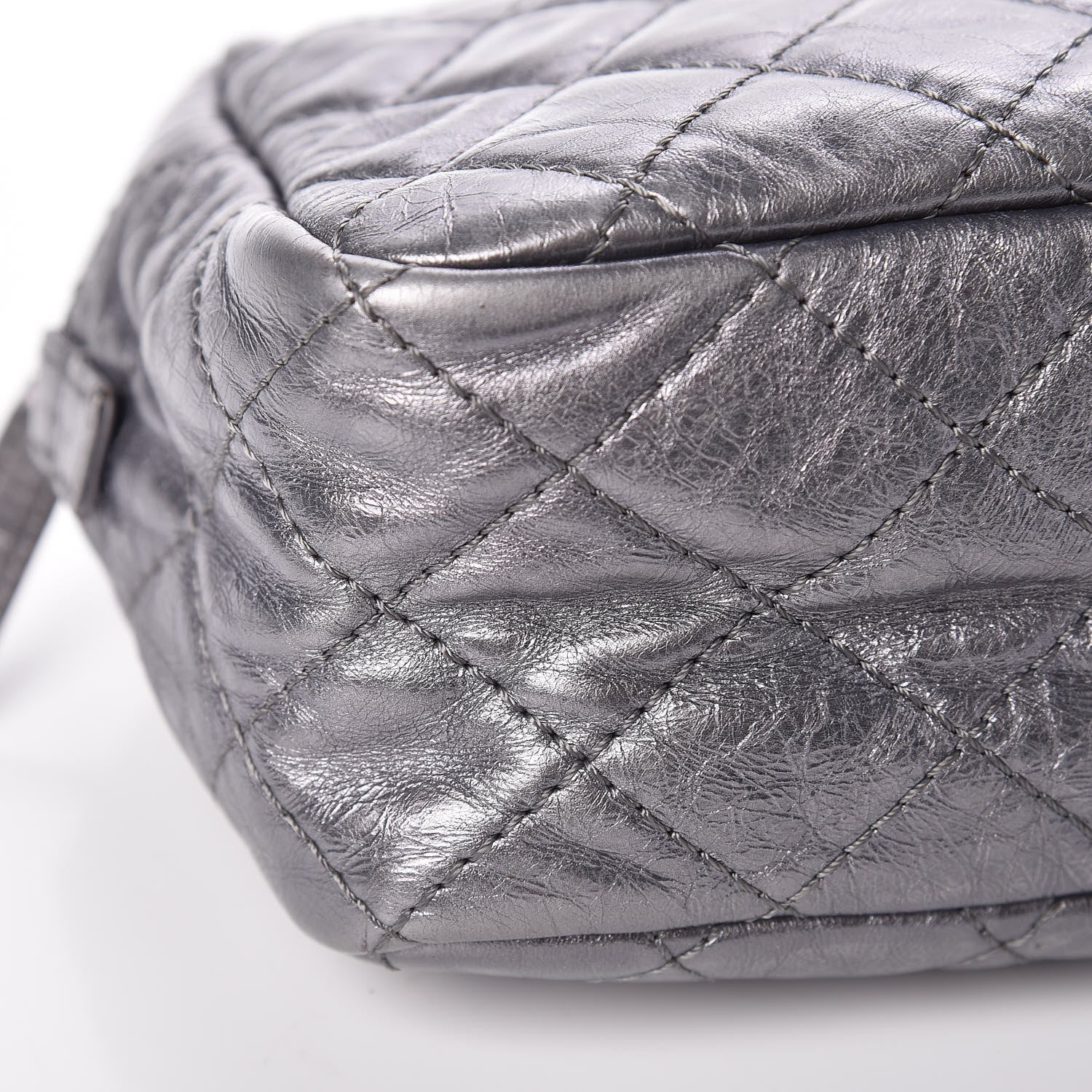 Chanel Metallic Aged Calfskin Quilted Medium Reissue Camera Case Dark Silver 8 of 9