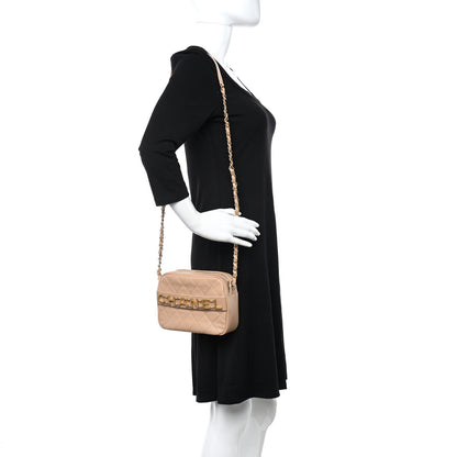 Chanel Calfskin Quilted Enchained Camera Case Bag Beige 2 of 8